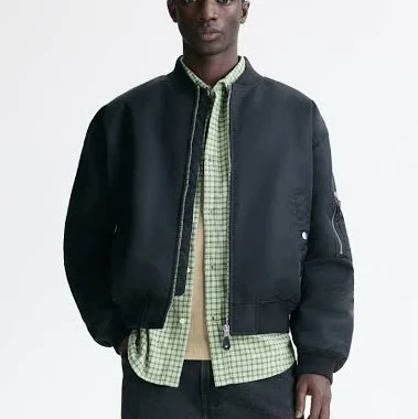 H&M Men's Padded Nylon Bomber Jacket