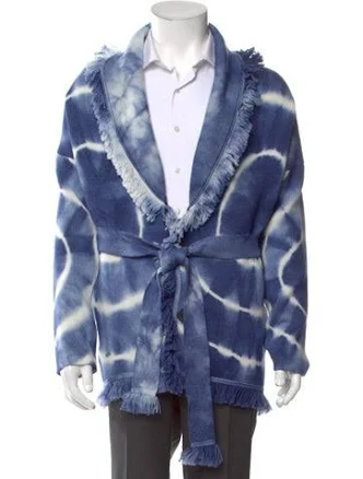 Alanui Men's Virgin Wool Tie-Dye Print Cardigan