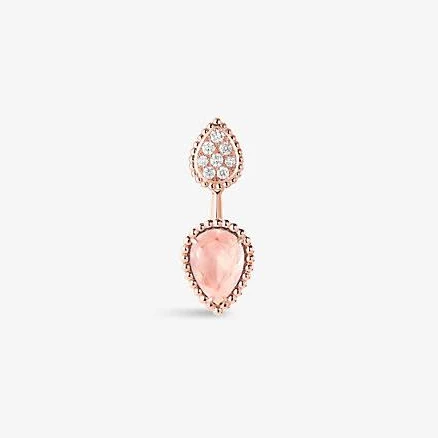 Boucheron Rose Gold, Diamond and Pink Quartz Serpent Bohème single Earring