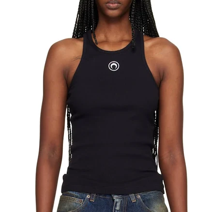 Marine Serre Ribbed Jersey Moon Logo Tank Top