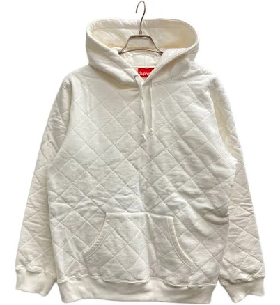 Supreme Quilted Hooded Sweatshirt Size: M Men White