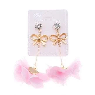 Ribbon Fabric Petal Drop Earrings