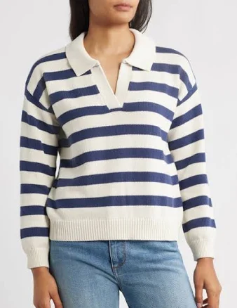 Hatley Women's Johnny Collar Nautical Stripes Sweater
