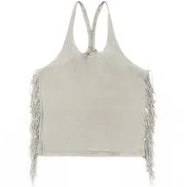 604SERVICE Fringed Deep Neck Tank Top