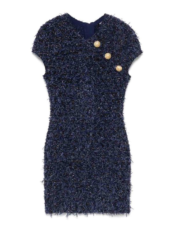 Short Boucl Dress With Buttons