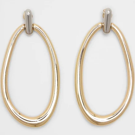 Mixed Metal Drop Hoop Earrings