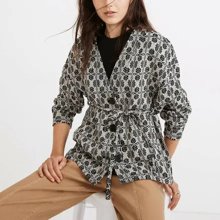 Madewell Geometric Jacquard Tie-waist Jacket Jacquard Pattern Coat