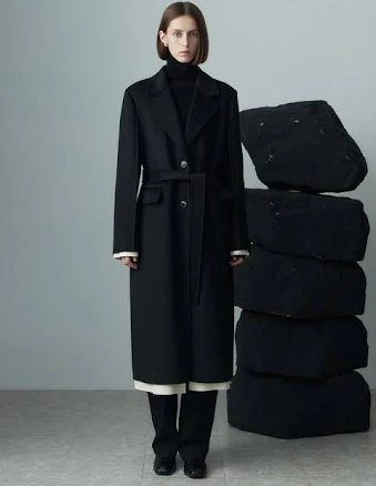 RE RHEE BELTED Wool Blend Coat