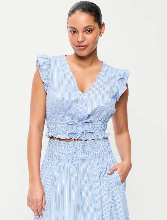 Old Navy Women's Flutter-Sleeve Poplin Top