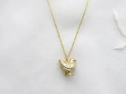 Don't Be A Chicken Necklace, Gold Chicken Necklace, Fun Animal Necklace, Gold Chicken Pendant