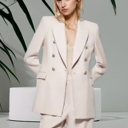 Zara Women's Double Breasted Long Blazer