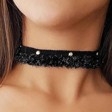 Handmade Mesh Choker Necklace with Silver Clasp
