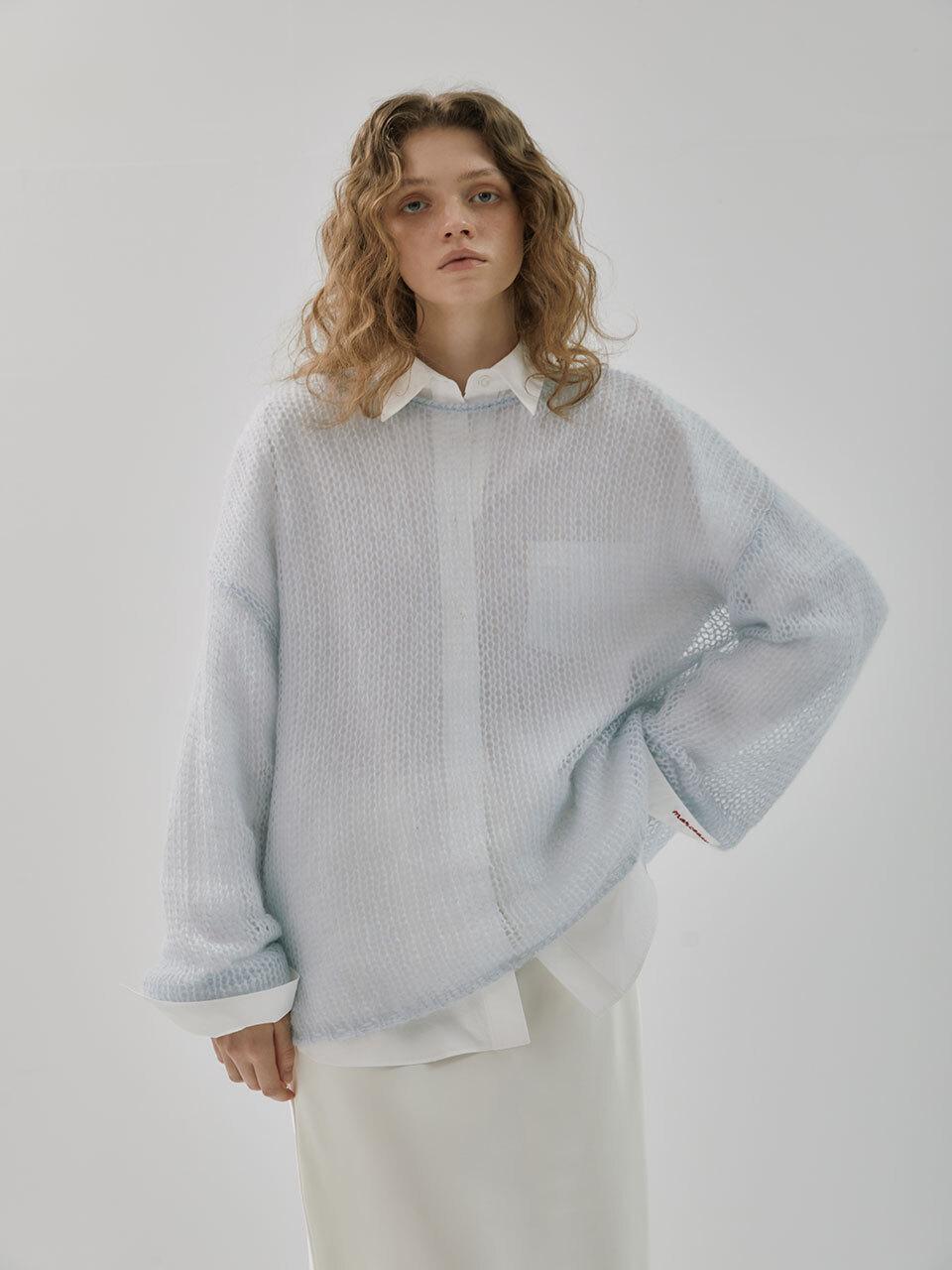 24SS Mesh Mohair Sweater_light blue