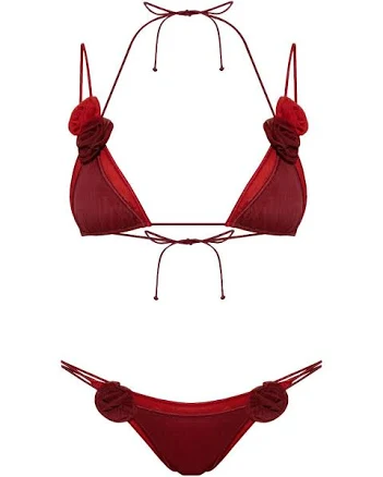 Oseree rose-appliqué bikini - Red