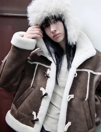 HIGH NECK SUEDE MUSTANG JACKET BROWN