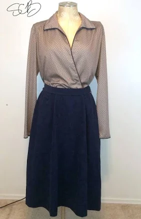 1990s Lady Carol Polka Dot Wrap and Flare Dress
