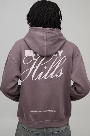 boohooMAN Men's Oversized Beverly Hills Puff Hoodie