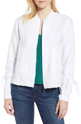Kenneth Cole Women's Lightweight Tie-Sleeve Bomber Jacket