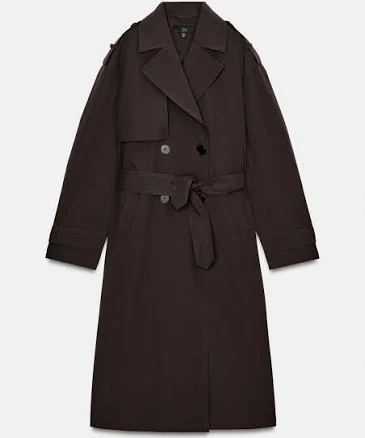 Zara Long Belted Water Repellent Trench Coat