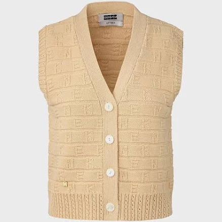 W Concept EENK Logo Jacquard V-neck Cotton Vest