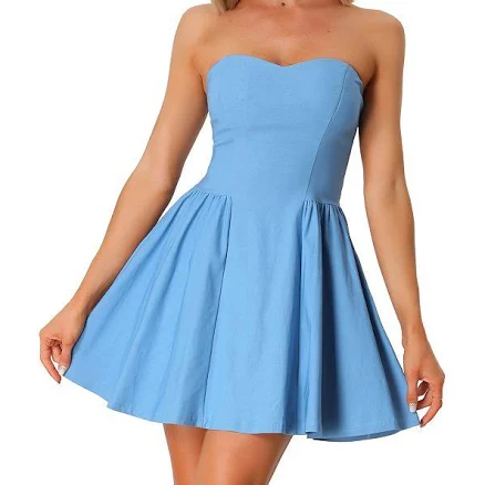Fit and Flare Sweetheart Neck Strapless Mini Tube Top Dress