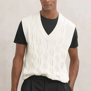 Reiss Men's Walton Cable-Knit Wool Vest