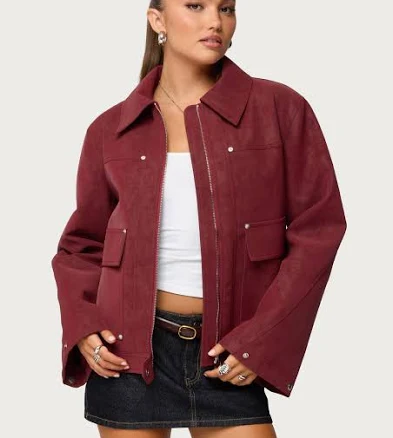 Edikted Women's Annabelle Oversized Faux Suede Jacket