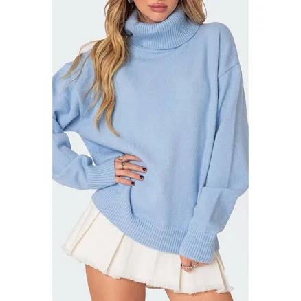 Edikted Women's Isabelle Oversized Turtle Neck Sweater