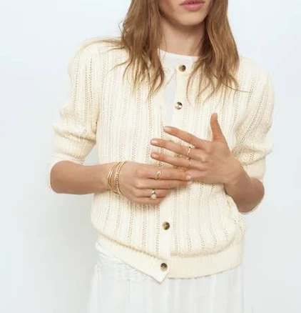 H&M Ladies Pointelle-Knit Cardigan