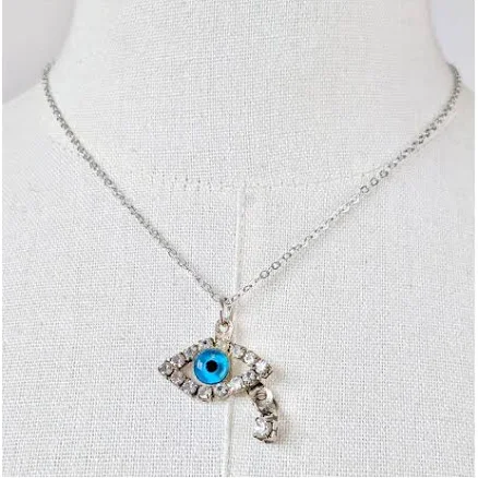 Vintage Schiaparelli Crystal Crying Eye Teardrop Eye Necklace