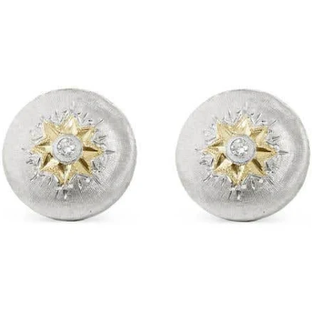 Buccellati Classica White and Yellow Gold Diamond Set Earrings