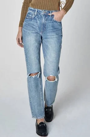 Willa Rogue Distressed High-Waist Straight-Leg Jeans