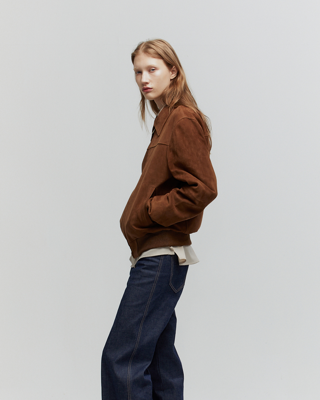 Classic Suede Bomber Jacket (Camel)