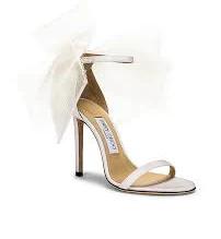 Jimmy Choo Aveline 100 Bow Heel Sandal in White