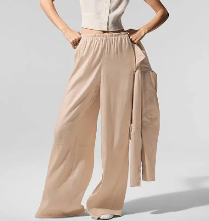 ALO Linen Getaway Cargo Wide Leg Pants