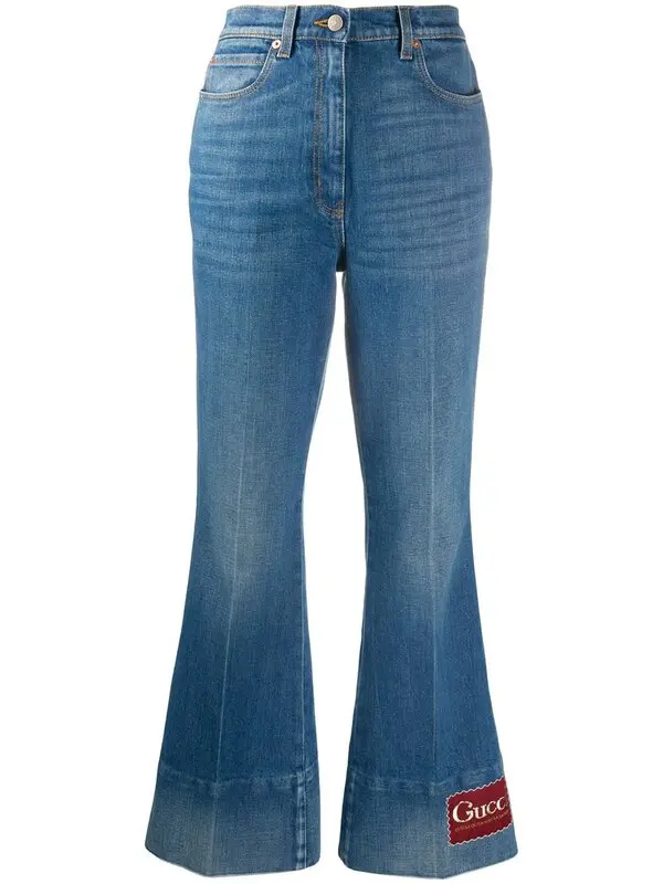 Logo-patch Flared Denim Jeans