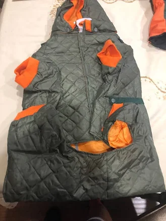 Zack Zoey Reversible Quilted Field Jumpsuit Jacket Olive Orange One Piece