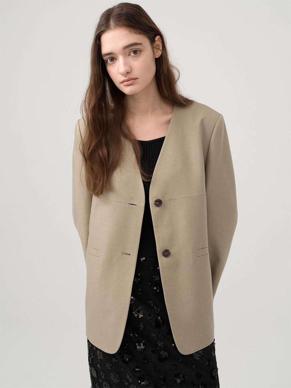Collarless Stitch Jacket