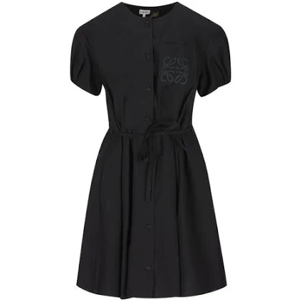 Loewe Anagram Crochet Embroidered Mini Shirt Dress - FR36