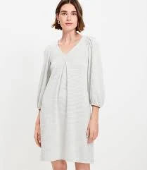 Women's Loft Stripe Textured Pleated Mini Dress