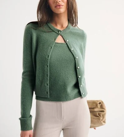 Women's Abercrombie & Fitch Merino Wool-Blend Shrunken Crew Cardigan
