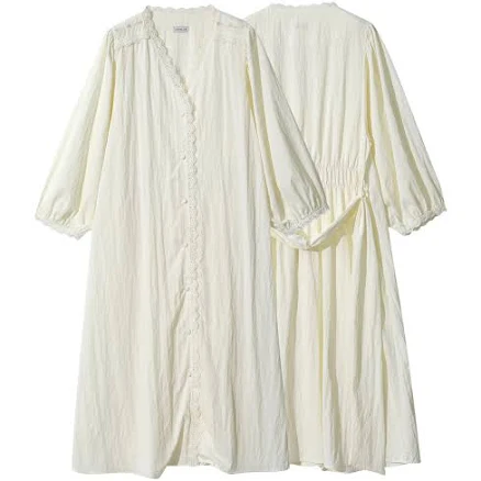 Women's LunaLuz Neutrals Caché Washed Shirt Robe Dress