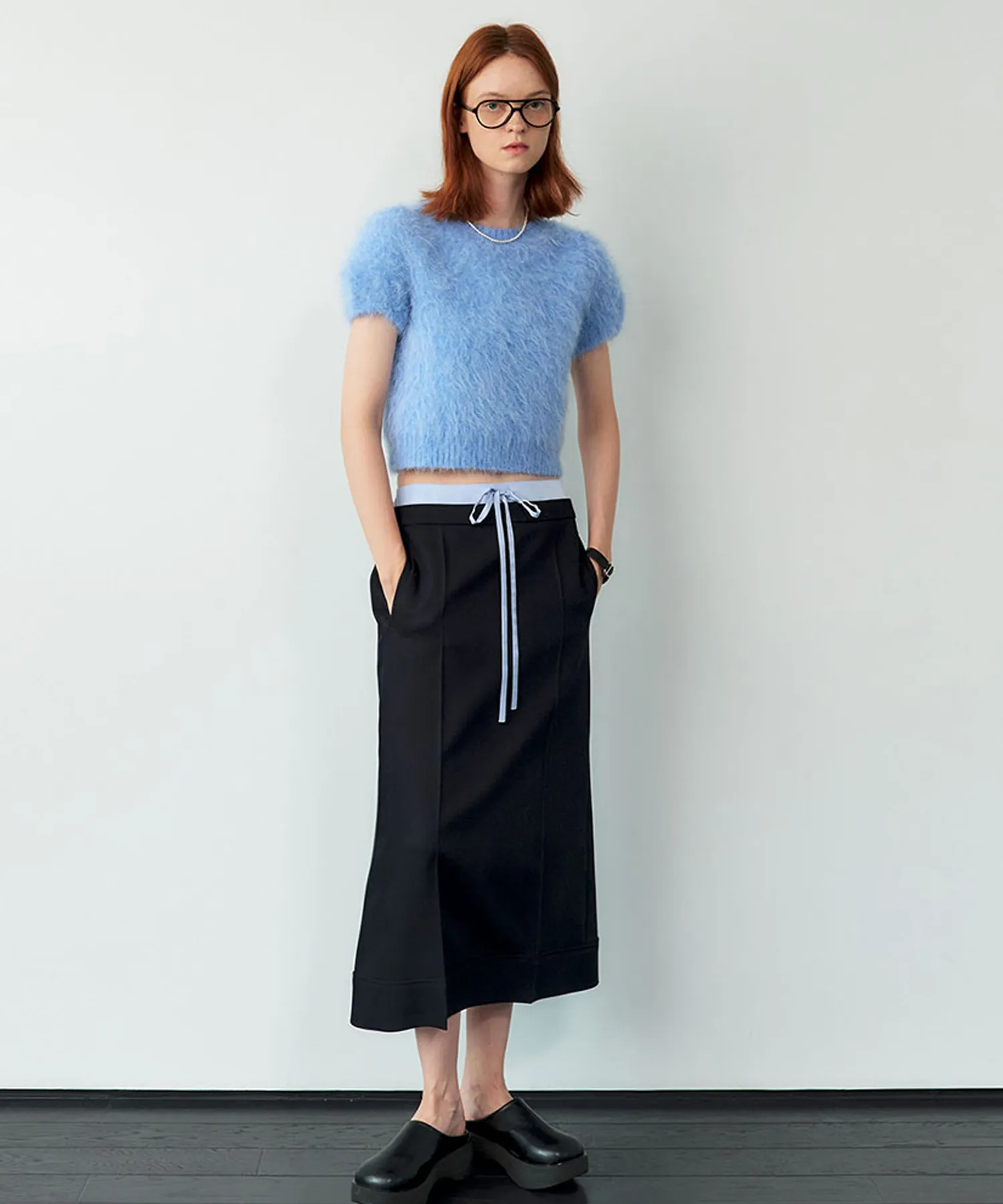 24 Fall_ Navy Layered Midi Skirt