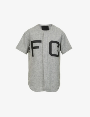 FEAR OF GOD - Brand-pattern frayed-cuff wool-blend baseball shirt