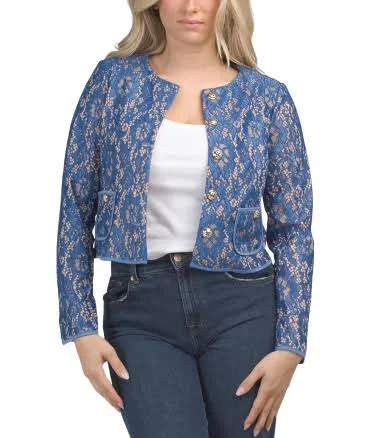 Women's Polyester Lace Overlay Blazer