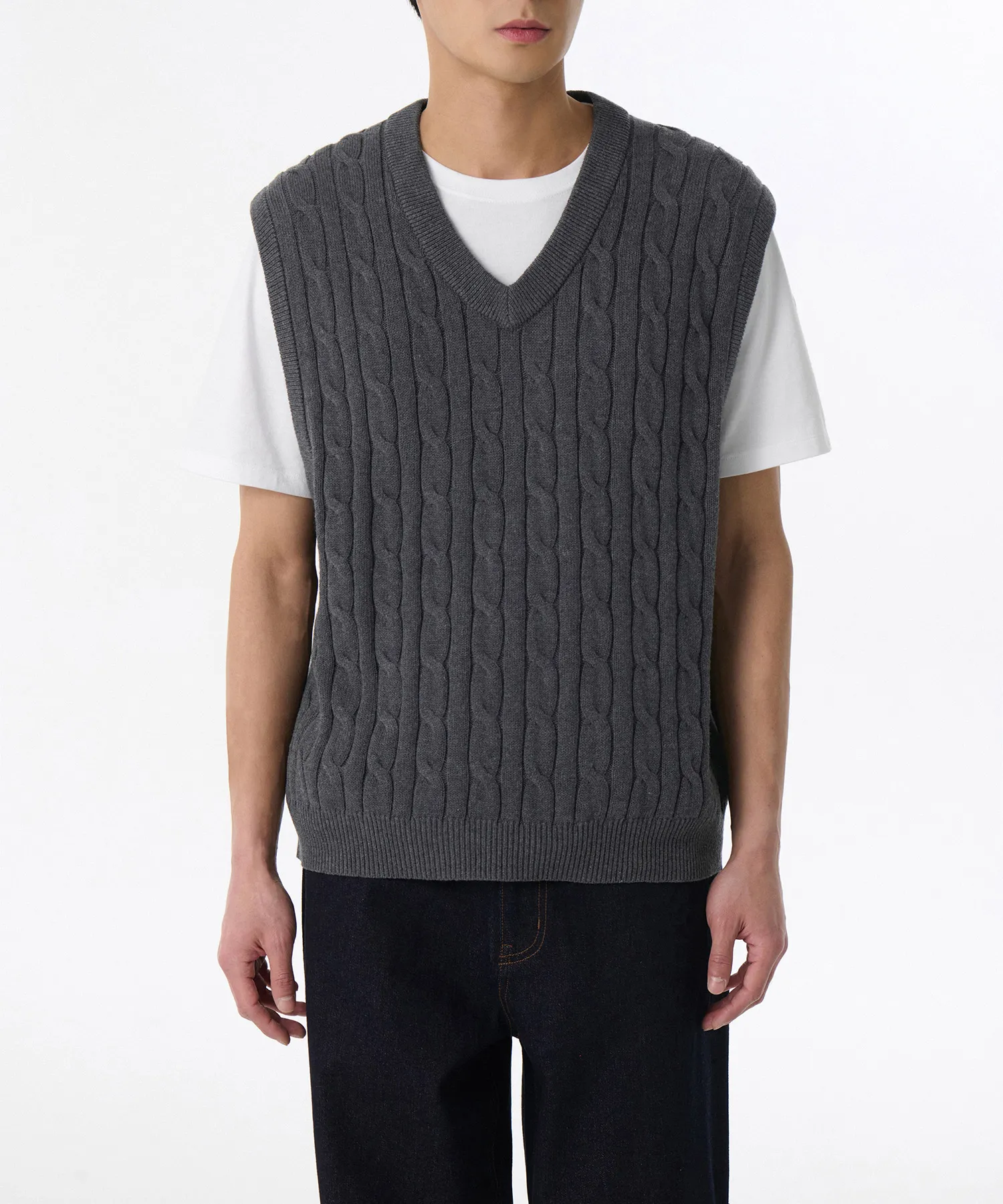 V-neck Cable Knit Vest
