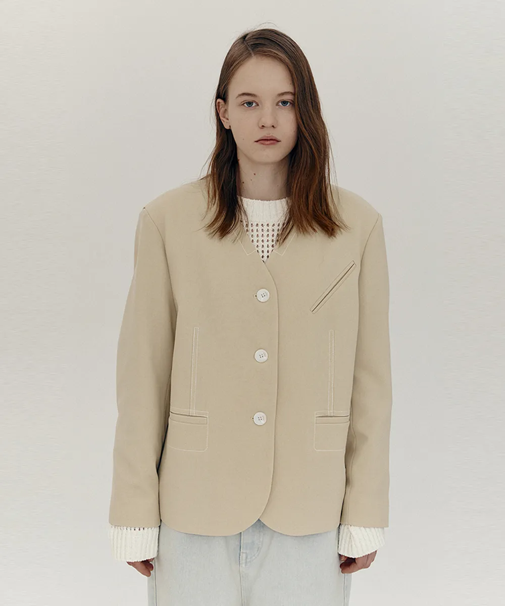 Signature Merci No Collar Jacket_L/YELLOW