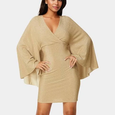 Bebe Women's Plunge Neck Cape Dress