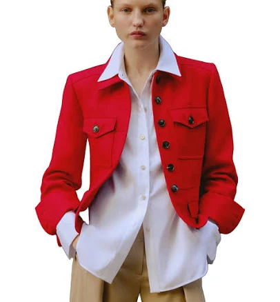 ME+EM Women's Slim-Fit Italian Wool Twill Military Jacket