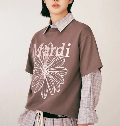 Tshirt Flowermardi Needlework_Charcoal Pink